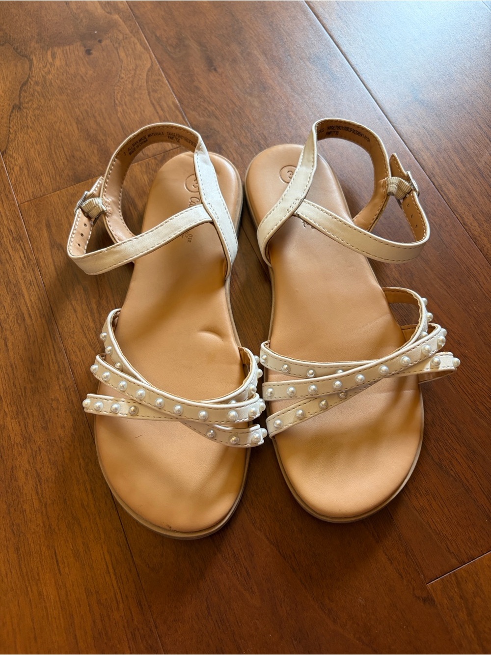 Cat & Jack Cream Pearl-Embellished Girls' Sandals